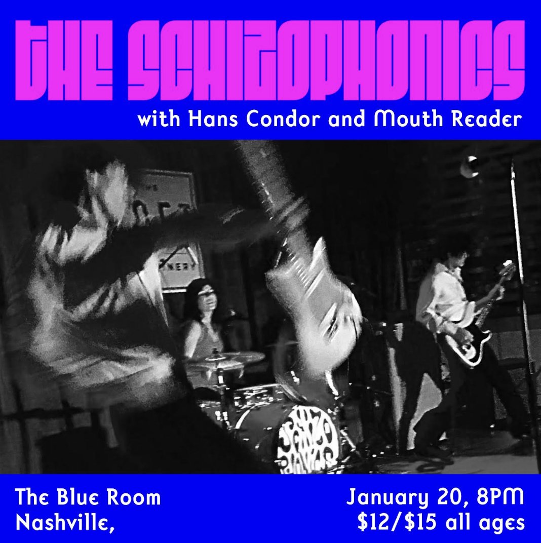 Tomorrow night <a href="/SchizophonicsSD/">The Schizophonics</a> bring their rip-roaring live show to The Blue Room at Third Man!

<a href="/HansCondor/">Hans Condor</a> &amp; Mouth Reader open, all ages admitted

Tix &amp; info at BlueRoomBar.com