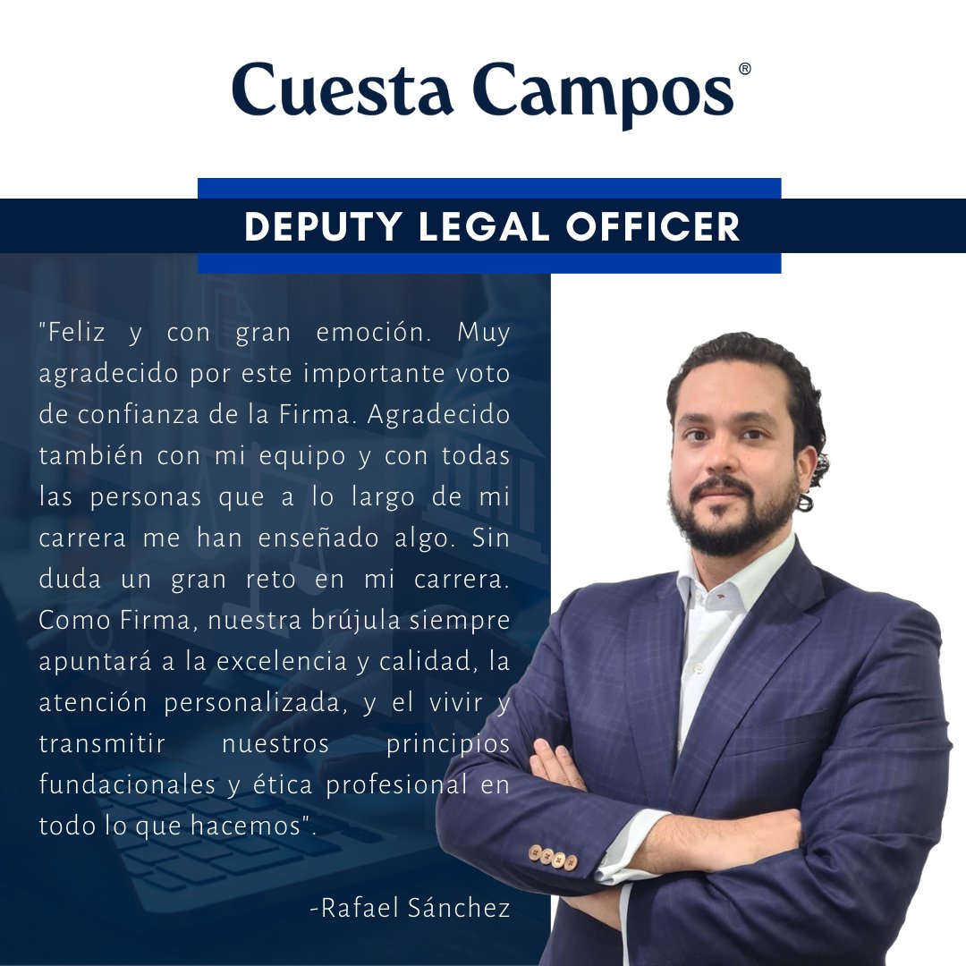 Con gusto comunicamos que nuestro director Rafael Sánchez fue nombrado por el Executive Committee como Deputy Legal Officer (DLO). Estamos seguros que Rafael hará un extraordinario papel en esta nueva encomienda.

¡Felicidades Rafa por este nuevo reto!