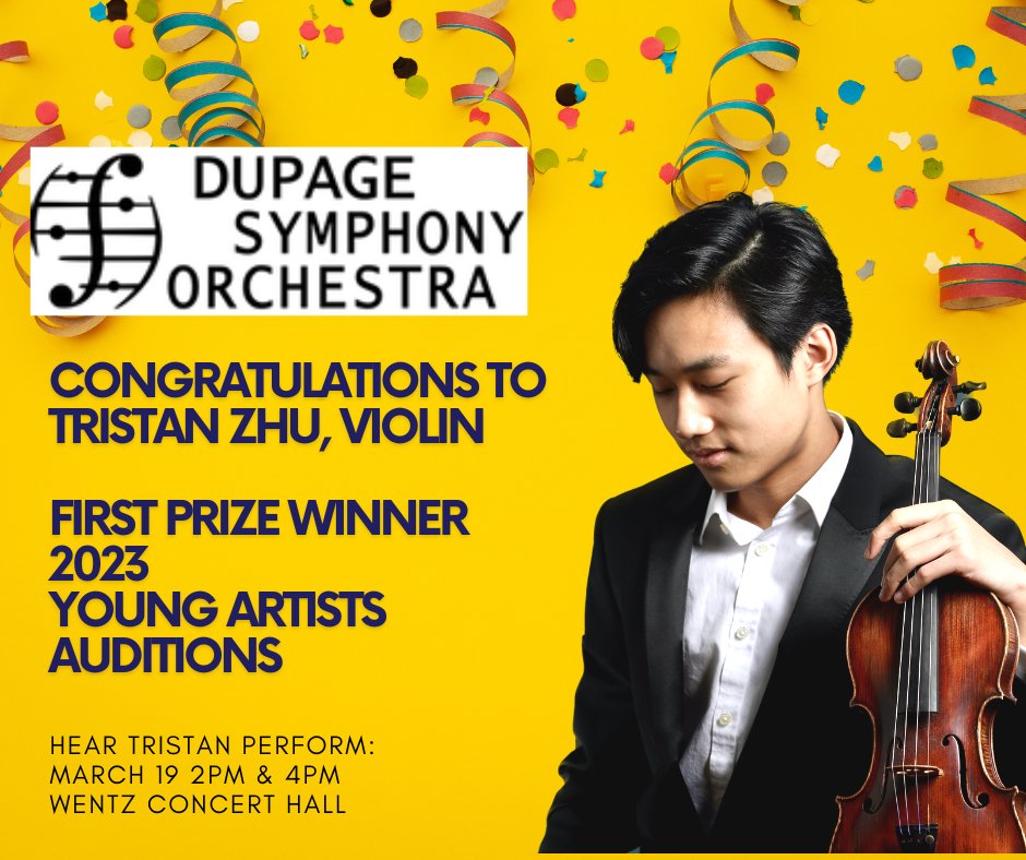 Tristan Zhu is our First Prize winner in our Young Artists Auditions! This talented young violinist will perform Beethoven's Violin Concerto at our March 19 concerts, "Our Talented Youth." 

Don't miss his exceptional performance! Tickets are $6-21 at buff.ly/3GZwwOB. 

#