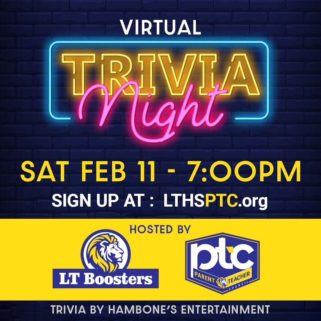 LTHSPTC's tweet photo. Trivia Night. Virtual. You don't even need to get off the couch. But you do need to sign up: https://t.co/N0a7c4nypj https://t.co/j1dFnrNhxA