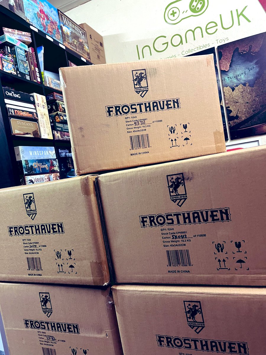 It’s finally here! In at a whopping 16.2KG of game! #Frosthaven ❄️ preorders will be shipping out to customers tomorrow morning! Thanks @spiralgalaxygames 🌟 <a href="/Cephalofair/">Cephalofair Games</a>