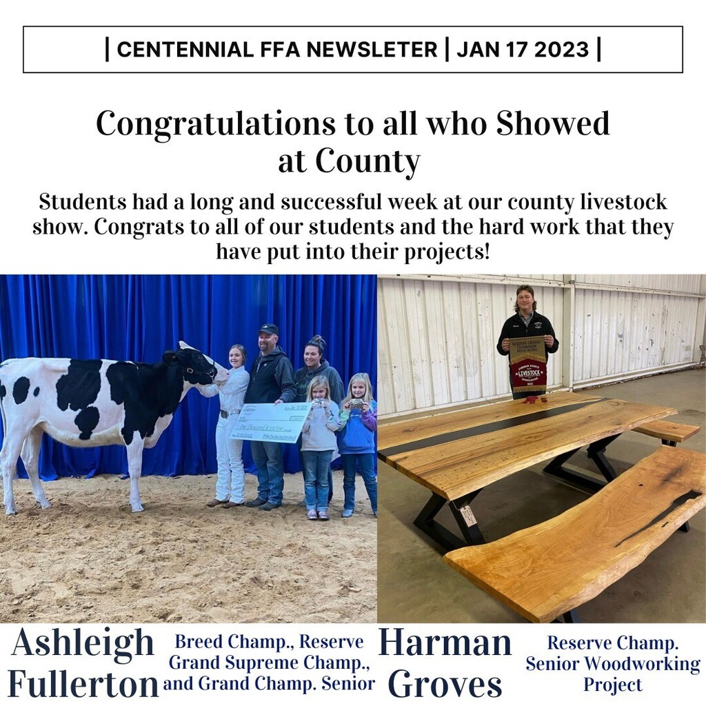 bcentennialffa's tweet photo. We have had a busy start to the year! Here is the first newsletter of the 2023 year! https://t.co/9OUA9rrGOK #BurlesonISD #BurlesonCTE https://t.co/Rbhb2LUrM8