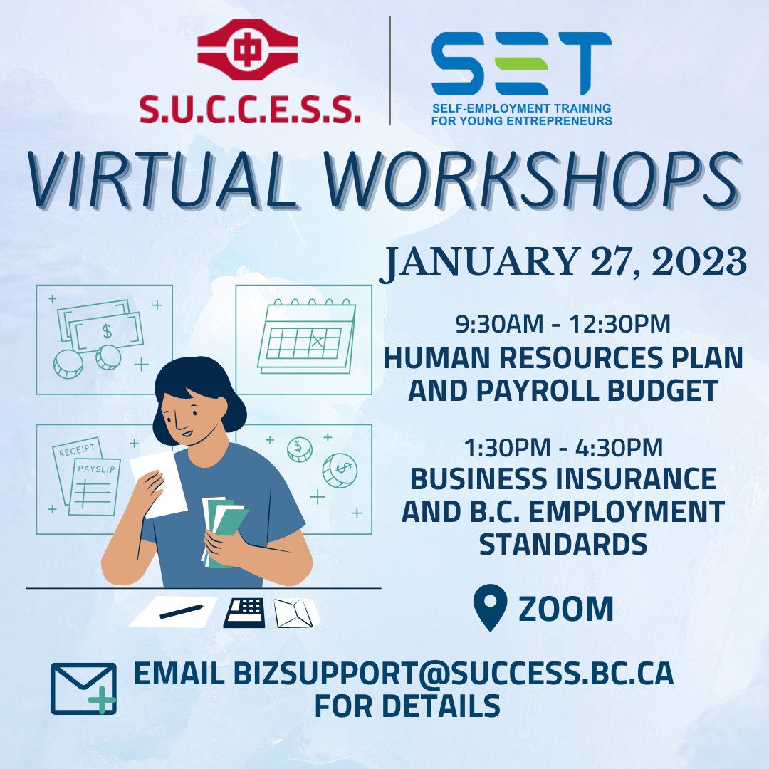 SUCCESSBIIS's tweet photo. Learn how to structure and insure your business in our upcoming workshops on Friday, January 27! 💼

Email bizsupport@success.bc.ca for details 📨

#vancouver #entrepreneurship https://t.co/AKjFpheVSB