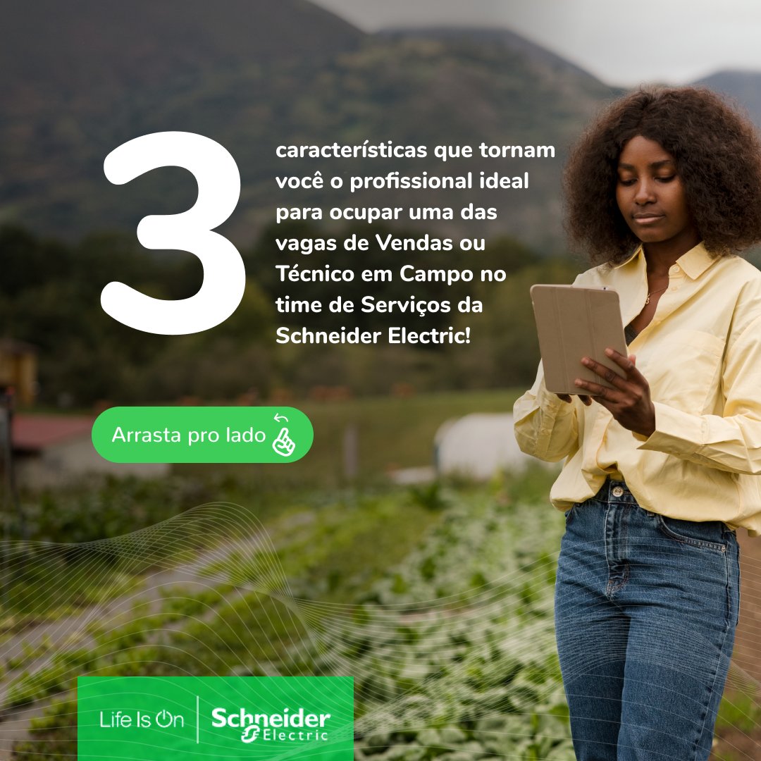 SchneiderElecBR's tweet image. Se você possui essas características, certamente terá muito a agregar e a aprender fazendo parte do nosso time de Serviços.
Candidate-se:
👉 Vendas: spr.ly/6171MQzcb
👉 Técnico em Campo: spr.ly/6174MQzce
#SEservices #eletrica #eletronica #mecanica #vagas #carreiras