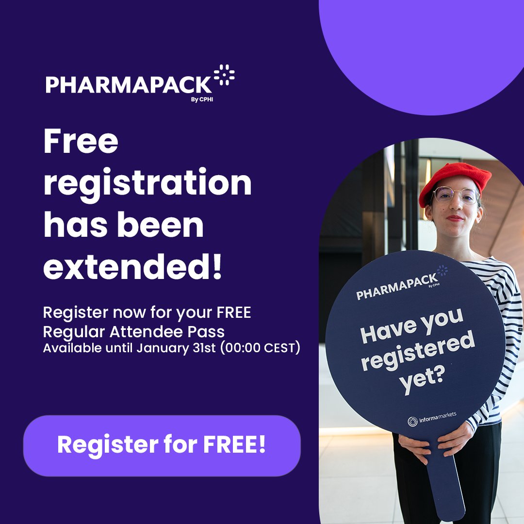 Exciting Announcement – FREE Registration has been extended to January 31st for #PharmapackEU 2023! Access endless opportunity and expand your network at the heart of pharma for FREE!