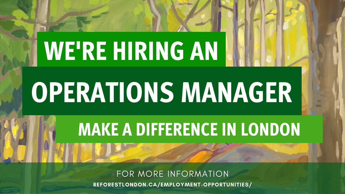 We're hiring! @rfldn spends every day making #ldnont greener & better for everyone. Join us as our new Operations Manager & help lead & develop our program team & improve the delivery of our mission. Sound like a role for you? Apply by Feb. 6th. reforestlondon.ca/about-reforest…
