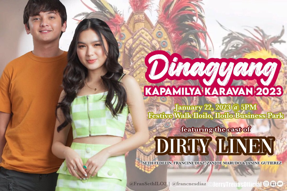 FranSethILO2's tweet image. HALA BIRA ILOILO! 🥁

🤩Watch out for the biggest music festival this Dinagyang 2023 at Festive Walk Iloilo! 

 Jan. 22 -Dirty Linen Cast

@FranSethOFC_ #FrancineDiaz #SethFedelin
#FranSeth @francinecarreld @imsethfedelin