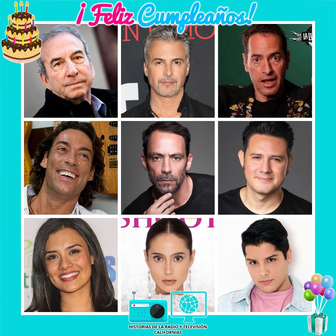 rtvicalifornias's tweet photo. Muchas felicidades a los famosos, por su cumpleaños del día de hoy 18 de Enero 🎂🎉🎈:

José Luis Perales
Diego Soldano
Héctor Quijada (La Lupita)
Óscar Quijano (Café Quijano)
Miguel Islas (Ragazzi/El Círculo)
Fernando Estrada
Ilse Ikeda
Susana Jiménez
Julio Herrera https://t.co/SBsB2Rvntw