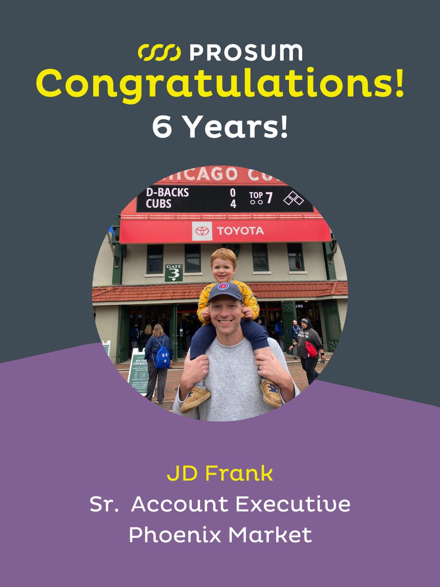 Prosum's tweet photo. Congratulations to JD Frank from our Phoenix team, for being with Prosum for 6 years! 🎉 #team #Prosum #WorkAnniversary https://t.co/zakxbGbMKh