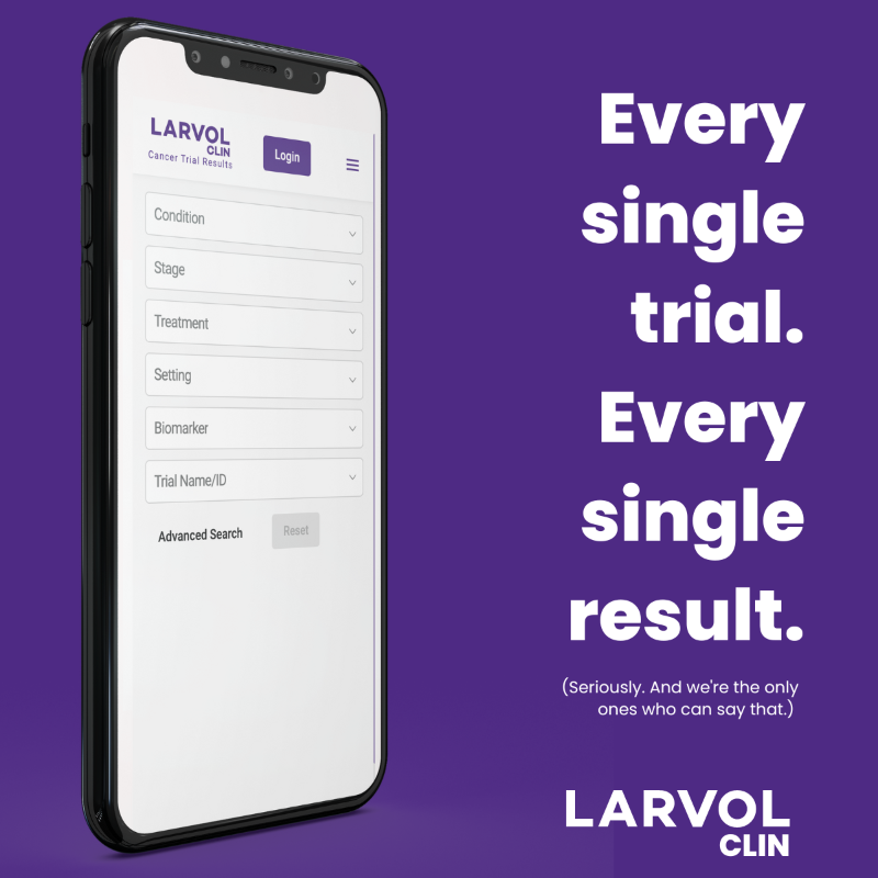 Larvol's tweet photo. Doing research has never been easier with CLIN. Access the most complete set of oncology clinical trial data in one easy-to-navigate platform and get every chart, graph, and figure from over 17,000+ trials.