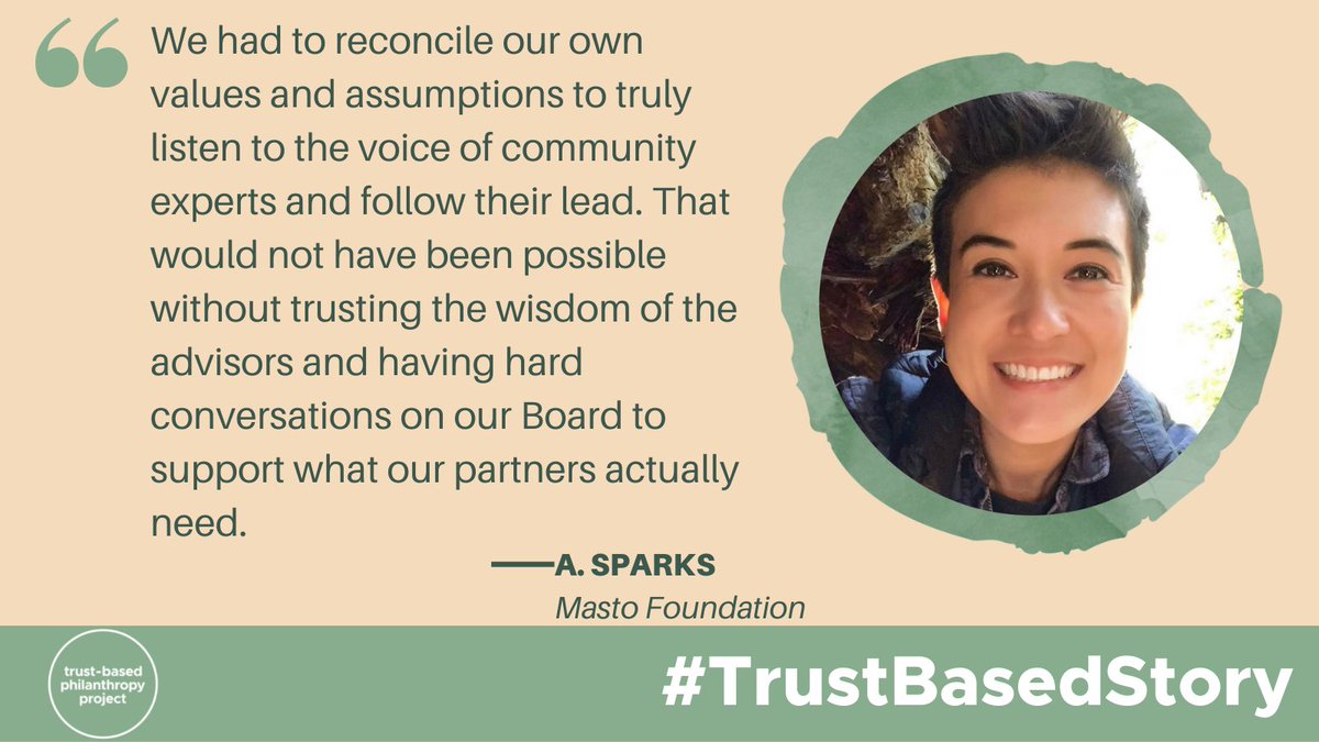 Reminder. Listen to the nonprofit community. Trust their expertise and wisdom. 
Read the full #trustbasedstory from A. Sparks, of the #MastroFoundation. trustbasedphilanthropy.org/stories/a-spar…
