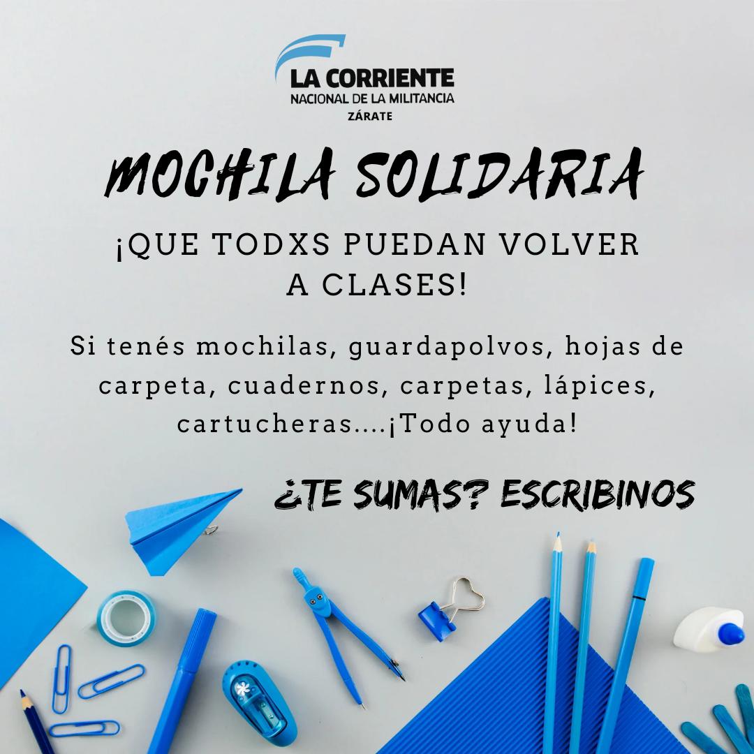 CorrienteZteAR's tweet photo. 🎒Súmate a esta #MochilaSolidaria para que todos y todas puedan volver a clases con lo necesario.
📢 Si tenés mochilas que no uses y estén en buen estado, guardapolvos, útile, carpetas, cartucheras... ¡Comunicate con nosotros!
#SumateALaCorriente
#NadieSeSalvaSolx
🇦🇷✌🏻🎒☀️ https://t.co/4mOQDU3Fni