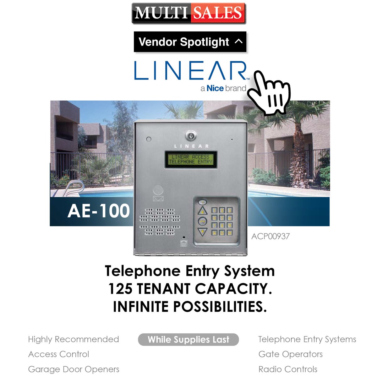 Multi Sales: Linear Vendor Spotlight! Check out the ACP00937 Telephone Entry System. Buy Now!  #MultiSales #YourOneStopShop