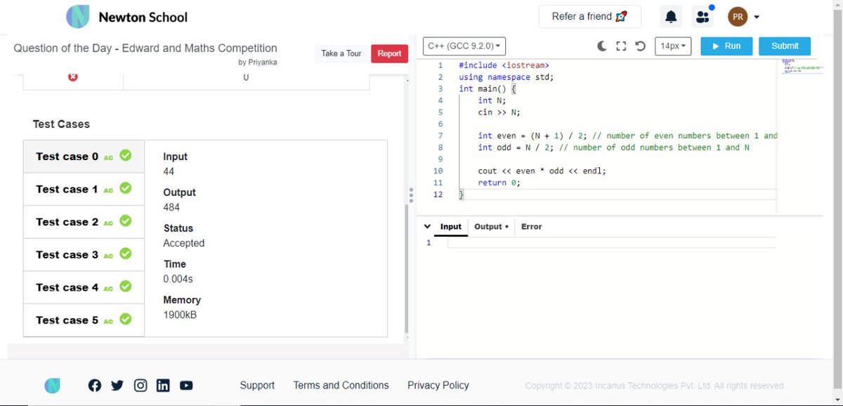 Aliengi84914104's tweet image. Today I have solved Edward and Maths Competition using #language_used
#Day3 of #30daysofcode @everydaycoders
#community #coding #programming #competitiveprogramming #codingchallenge #dsa #bubbleupcommunity #codedu