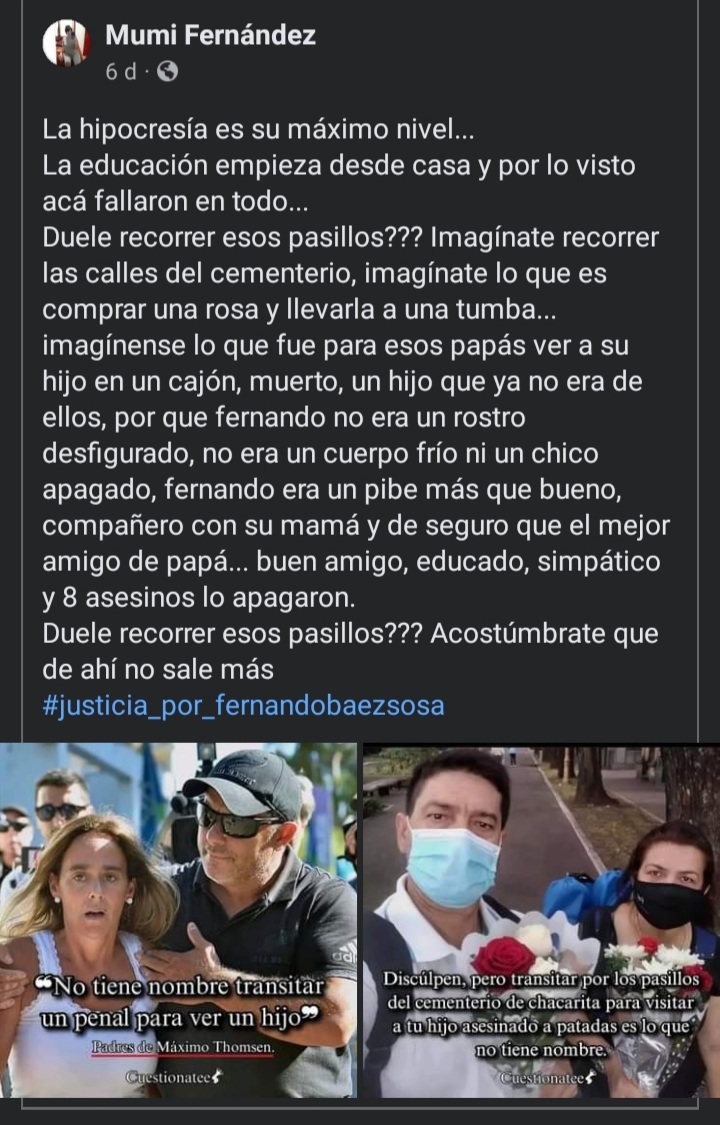 AngelesMoron4's tweet photo. @FernandBurlando #JusticiaPorFernandoBaezSosa 
Esta claro q los padres de estos lacras tampoco tuvieron 

Todo un país espera una justicia digna para los asesinos de Fernando https://t.co/Sr7AFYSrCy