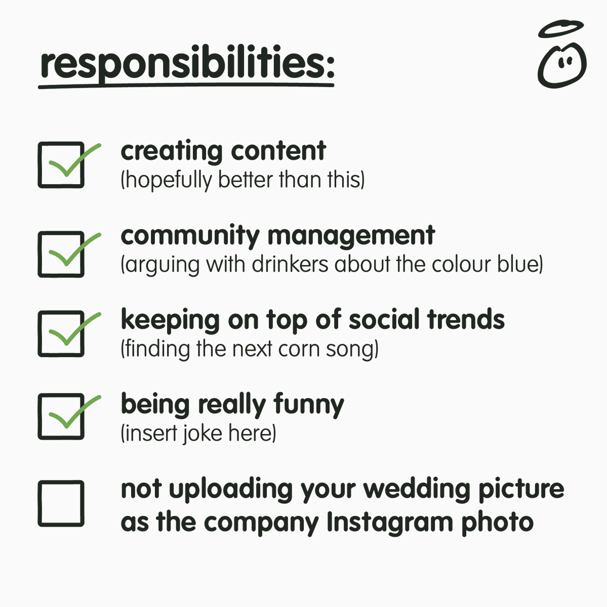 FANCY A JOB?
We're looking for a social media executive to join our team. 

Responsibilities include writing captions better than this, asking people around the office to be in TikToks, and occasionally posting about our drinks.

innocent.avature.net/externalcareer…