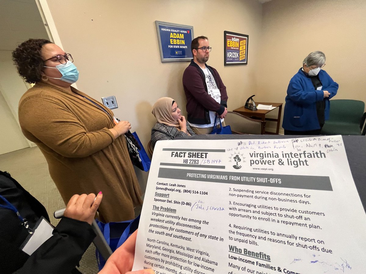 IPLdmv's tweet photo. Robin and Noam joined caring Northern Virginians on a @vainterfaith bus to Richmond today to join @VAIPL's call for energy justice in the Commonwealth. #VirginiaGeneralAssembly #allarecalled https://t.co/aMBFOvBeEy