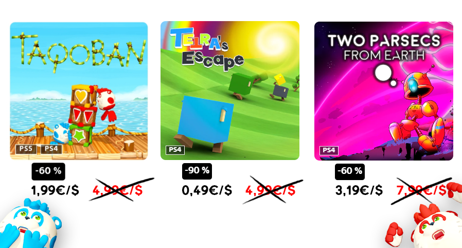 DjingareyArt's tweet photo. 🎮3 games of our friend @abxgames_studio
are on sales💰(up to 90%‼️)
🪙 0,49€/$ for #TETRAsEscape on #PS4/#PSVita
🪙 1,99€/$ for #Taqoban on #PS5/#PS4
🪙 3,19€/$ for #TwoParsecsFromEarth on #PS4
#cartoon #puzzles 🧩 #indiegame #puzzlegame #metroidvania https://t.co/tfQmkw98hV