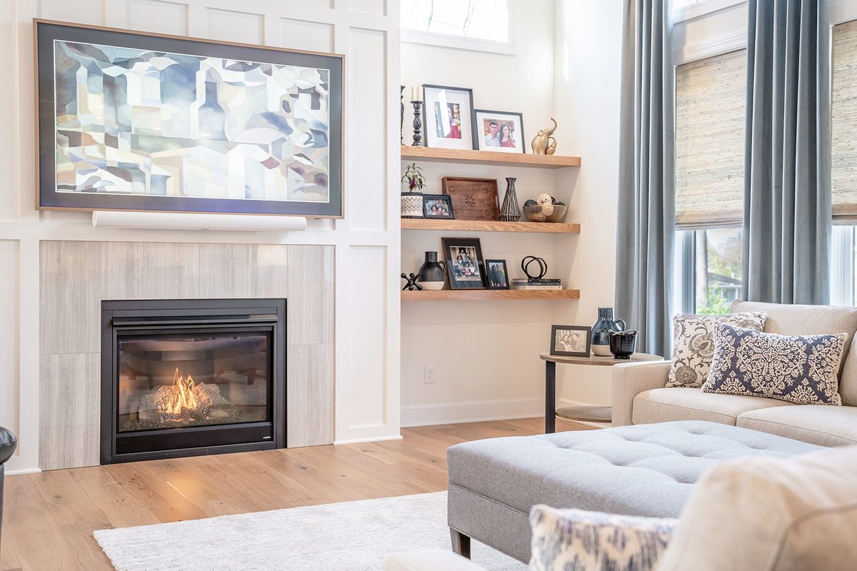 BudgetBlinds's tweet photo. Bring style and versatility into your home with layering.

This coordinated living room incorporates woven wood shades and drapery to complement the wood grain flooring and add contrast to the lighter elements used within the space. https://t.co/r5K5rTqI4N