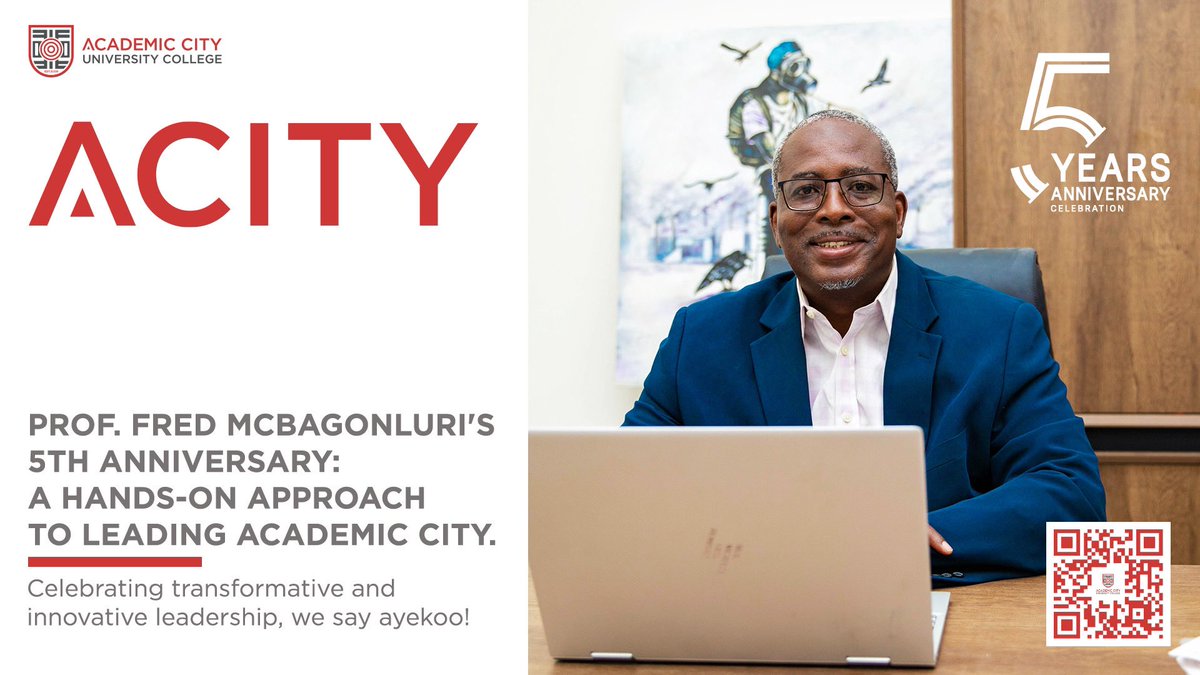 acitygh's tweet photo. Five years strong and still going strong! Join us in celebrating the 5th anniversary of our Founding President and all the accomplishments he has brought to our university. Cheers to many more years of success!

#ACity
#Leadership
#WeAreFive
#MakeYourMark
#5thAnniversary https://t.co/PwTpcZhvD1