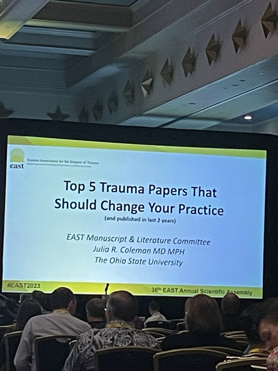 Balanced transfusion 35 mm rule for PTX Timing of VTE Chemoprophylaxis in SOI Universal screening for BCVI Surveillance duplex for VTE= fewer PEs @EAST_TRAUMA #advancingscience