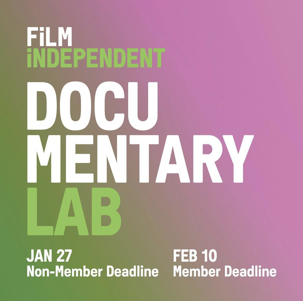 NALIP_org's tweet photo. .@filmindependent's Documentary Lab is designed to help filmmakers who are currently in post-production on their feature-length documentary films through meetings and workshops. Applications close on January 27th.

For more information, visit: https://t.co/93SXRhs5iH https://t.co/sGECjy573s