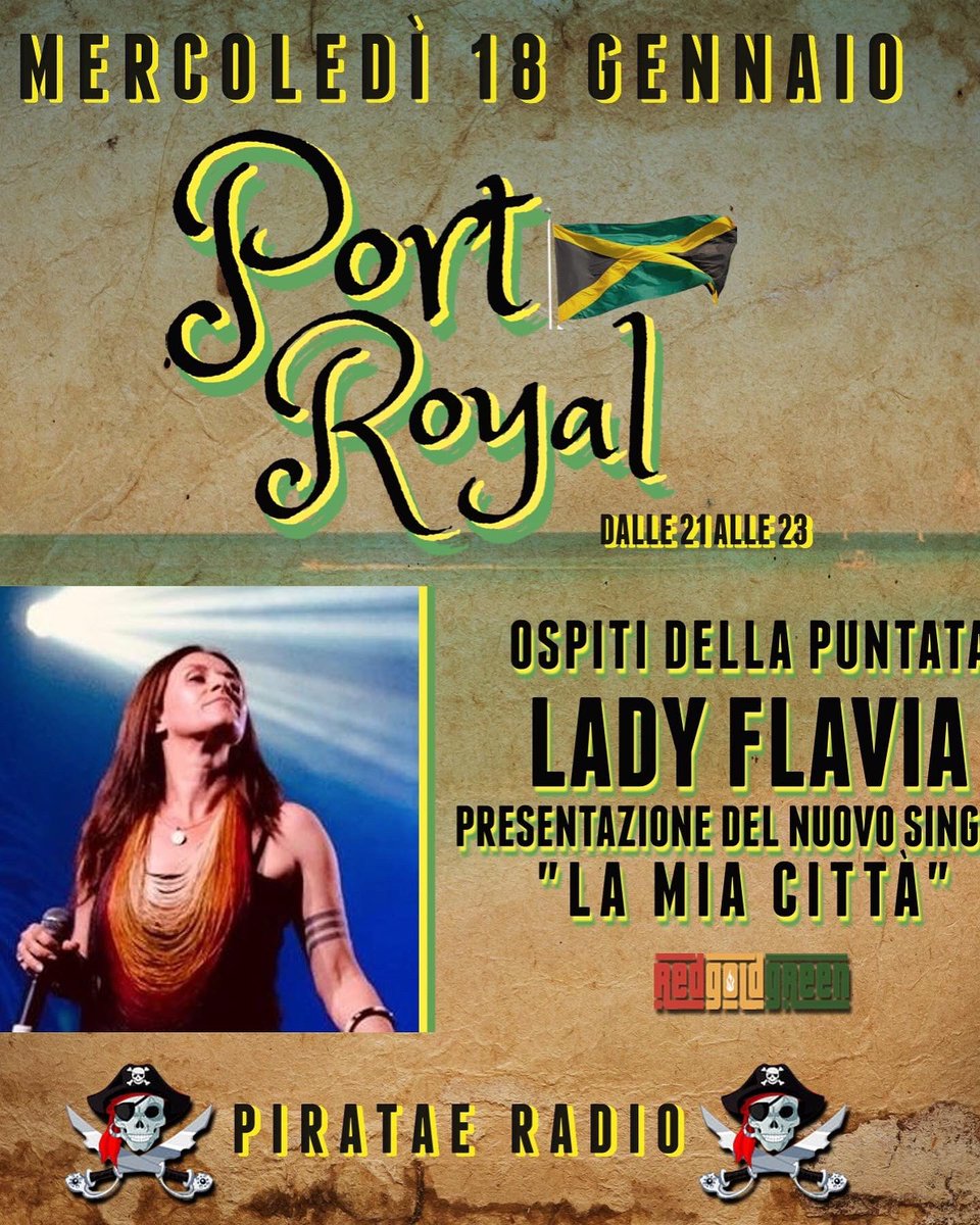 LadyFlaviaVap's tweet photo. Stasera dalle 21 su #pirataeradio #portroyal #interview https://t.co/SZAONbBGny