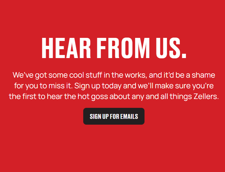 JeannieLee88's tweet photo. The Zellers brand, mostly dormant for 10 years, yanks itself into 2023 with an ecommerce site that asks you to sign up for emails to get "the hot goss"
(Also announces 25 mini-stores to open inside HBC stores in 7 provinces)
#cdnretail https://t.co/wIOBC5wDTD