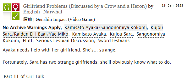 ImmobilePizza's tweet photo. I wrote a #kokomi x #Ayaka fic and published it Monday, I just forgot to post here!
Link is in the replies. https://t.co/TLWQCUEUkE