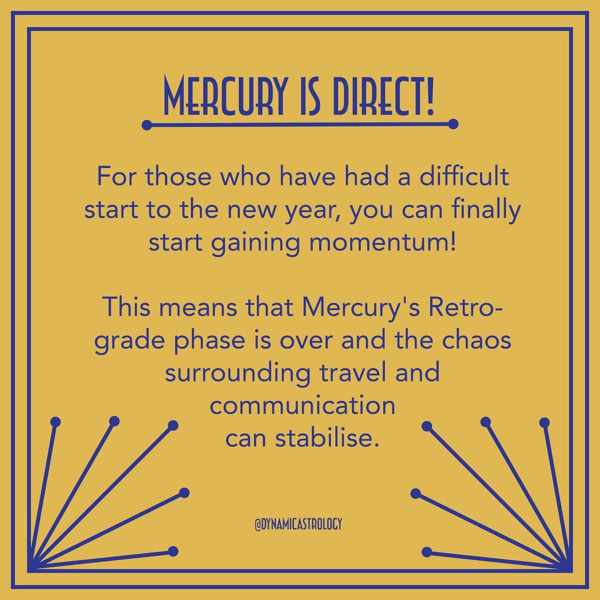 dynamic_astro's tweet photo. 2023 can finally begin! 

As of today, Mercury is Direct - but go forward with caution. 

Swipe to read more. 

#mercuryretrograde #mercurydirect #astrology #astro #astrologersofinstagram #astrologymemes #astrologyposts #thesigns #thesignsinlove #horoscope #horoscopes https://t.co/mCxc7VIRCh