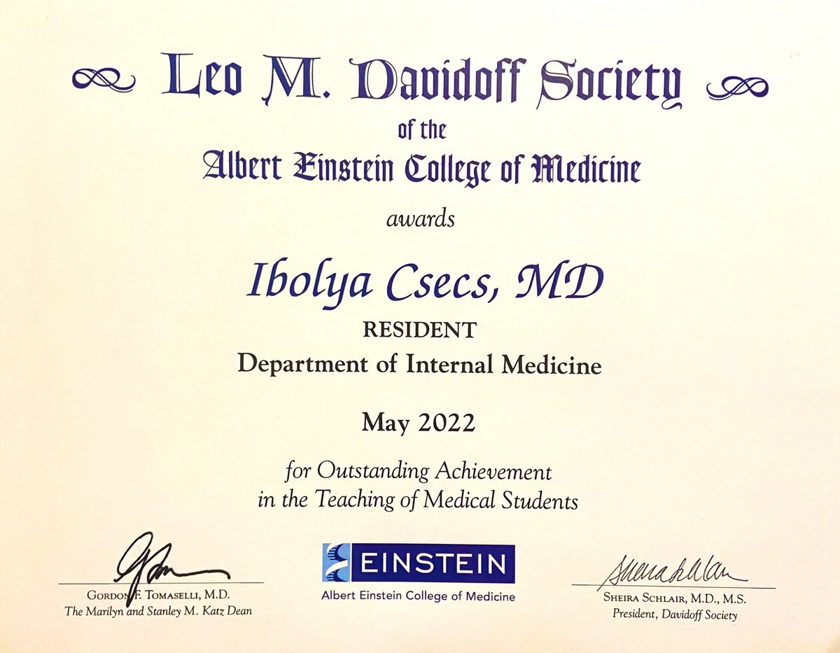 Jacobi Internal Medicine Chiefs (@jmcchiefs) on Twitter photo Ibolya is a fantastic medical educator and recipient of <a href="/EinsteinMed/">Albert Einstein College of Medicine - Official</a> Davidoff Society Teaching star award. 🌟
She is a team player, and an incredible source of support to her co-residents and interns. Thank you Ibi!! #JacobiStrong #MedTwitter #IMG #CardioTwitter Ibolya is a fantastic medical educator and recipient of <a href="/EinsteinMed/">Albert Einstein College of Medicine - Official</a> Davidoff Society Teaching star award. 🌟
She is a team player, and an incredible source of support to her co-residents and interns. Thank you Ibi!! #JacobiStrong #MedTwitter #IMG #CardioTwitter