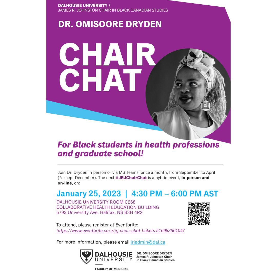 PLANS_DAL's tweet photo. The JRJ ChairChat is on January 25th!!
You can register here (https://t.co/xYk5y94Pkt). This event is only for Black students in the health professions and grad school.
If you have any questions, please do not hesitate to email us (plans@dal.ca) https://t.co/qPZsnkkepn