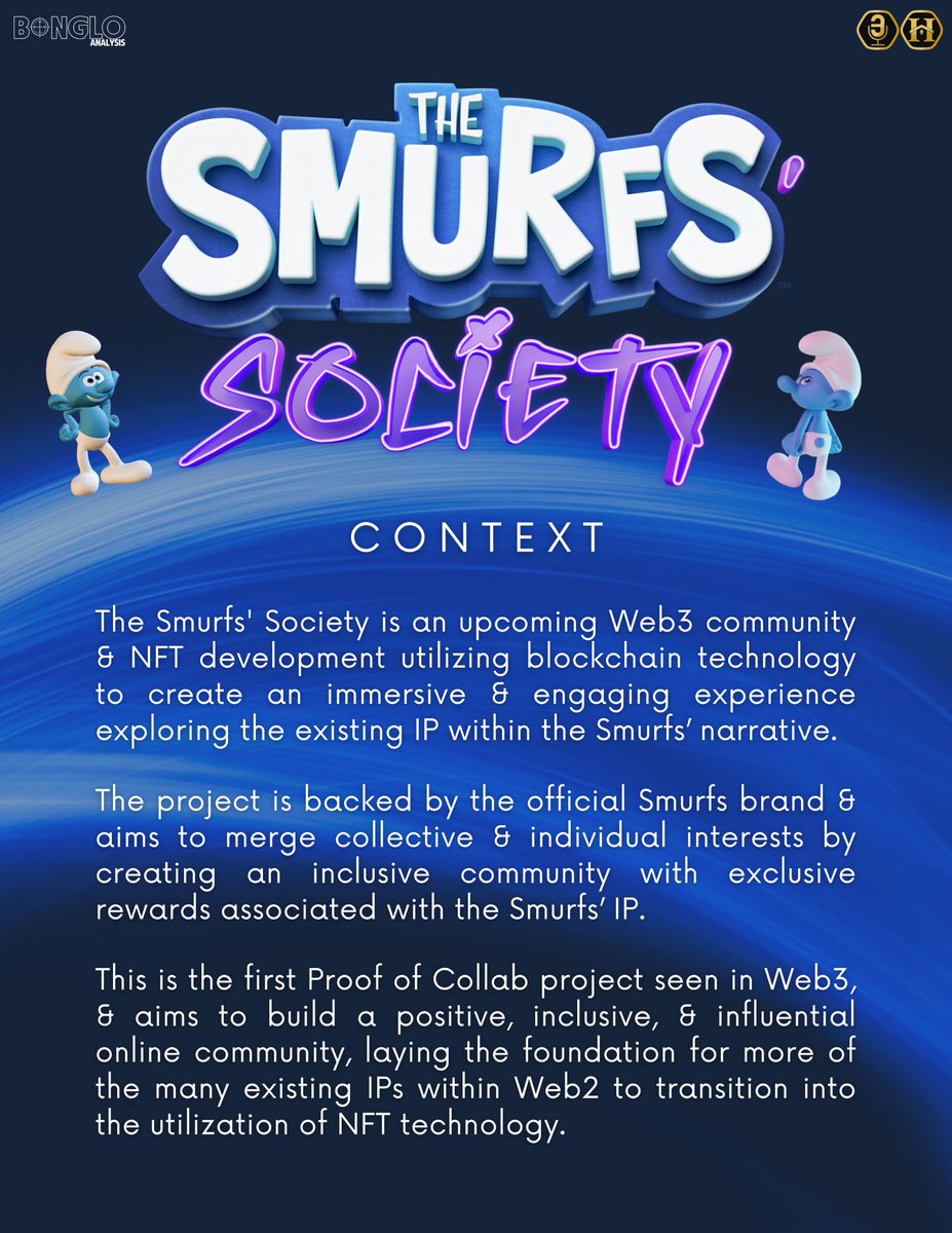 🌐 The <a href="/SmurfsSociety/">The Smurfs' Society</a> Deep Dive 🌐

A Thread 🧵

The Smurfs' Society are introducing the massive existing IP into Web3 with a major focus on furthering initiatives in sustainability &amp; inclusivity.

Giveaway at the end 👇