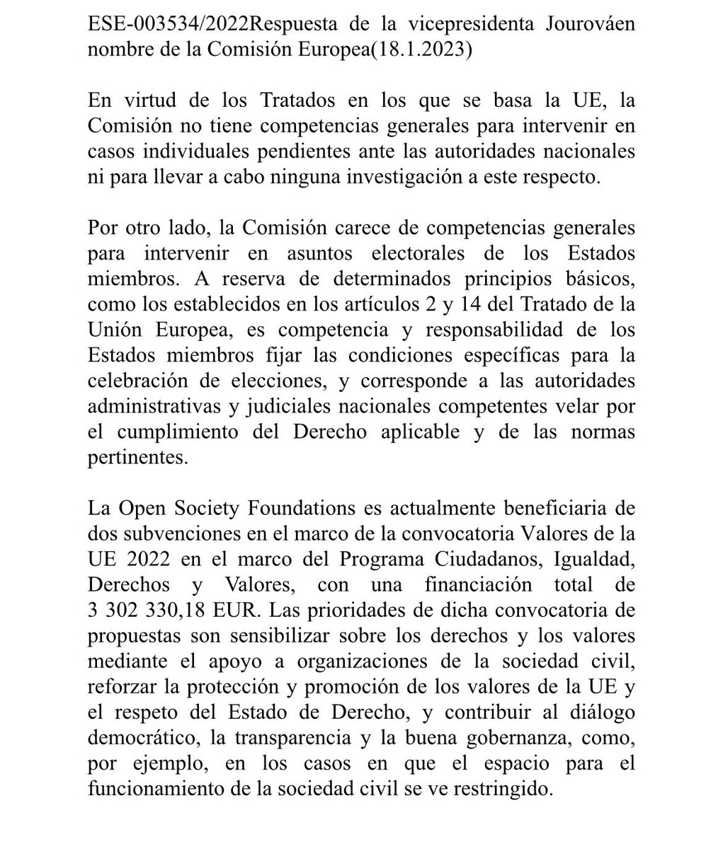 Jorgebuxade's tweet photo. 🔴 SOROS recibe 3.302.330,18 € del IVA que pagas a Sánchez. 

Hace 3 meses pregunté a la Comisión Europea sobre la financiación de la UE a las Open Society Foundations.

Justo ahora llega la respuesta. Más de 3 millones de euros solo este 2023 para el billonario de Davos (1/3) https://t.co/SbiX0L1Bnd