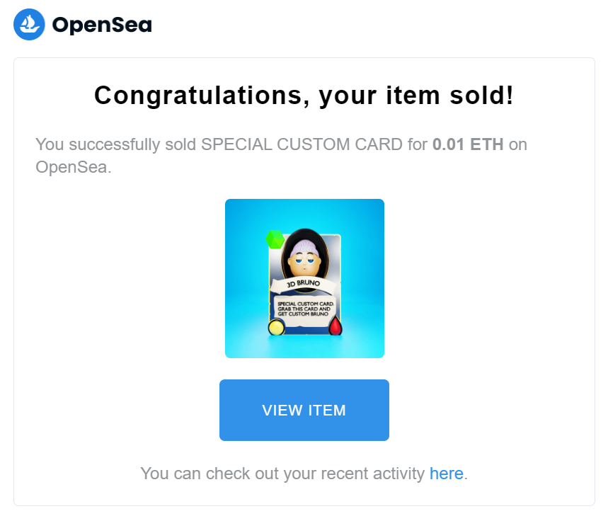 OMG💞FIRST CUSTOM CARD SOLD🤩🔥  ‼️

Huge shoutout to awesome person <a href="/Salimar8686/">Salimar8686, Nft collector & creator.</a>👑Thank you so much for you kind support🫶🏻🫶🏻! 

i'm already working on his custom Bruno🖤🤍
do you want custom ? grab here
opensea.io/assets/matic/0…