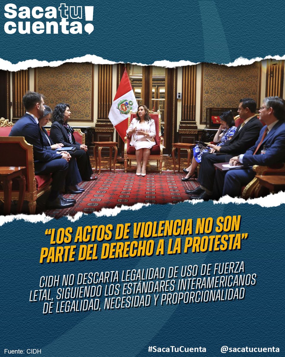 La CIDH recordó que el uso de la fuerza de aplicarse siguiendo los estándares interamericanos de legalidad, necesidad y proporcionalidad. También, recordó que los actos de violencia no son parte del derecho a la protesta.