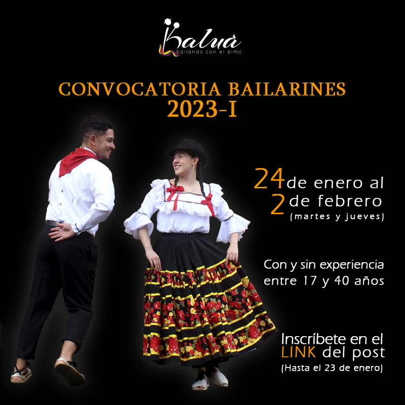 KaluaDanza's tweet photo. ¡CONVOCATORIA DE BAILARINES 2023-I!
No dejes pasar esta oportunidad de ser parte de la Compañía Artística Kaluá. 
👉Inscríbete aquí: https://t.co/EI8fauxwxc. 
Una vez inscrito(a) a vuelta de correo recibirás todos los detalles.¡Anímate!
#YoSoyKaluá #BailandoConElAlma #Kaluá15Años https://t.co/fIRbNqi2RW