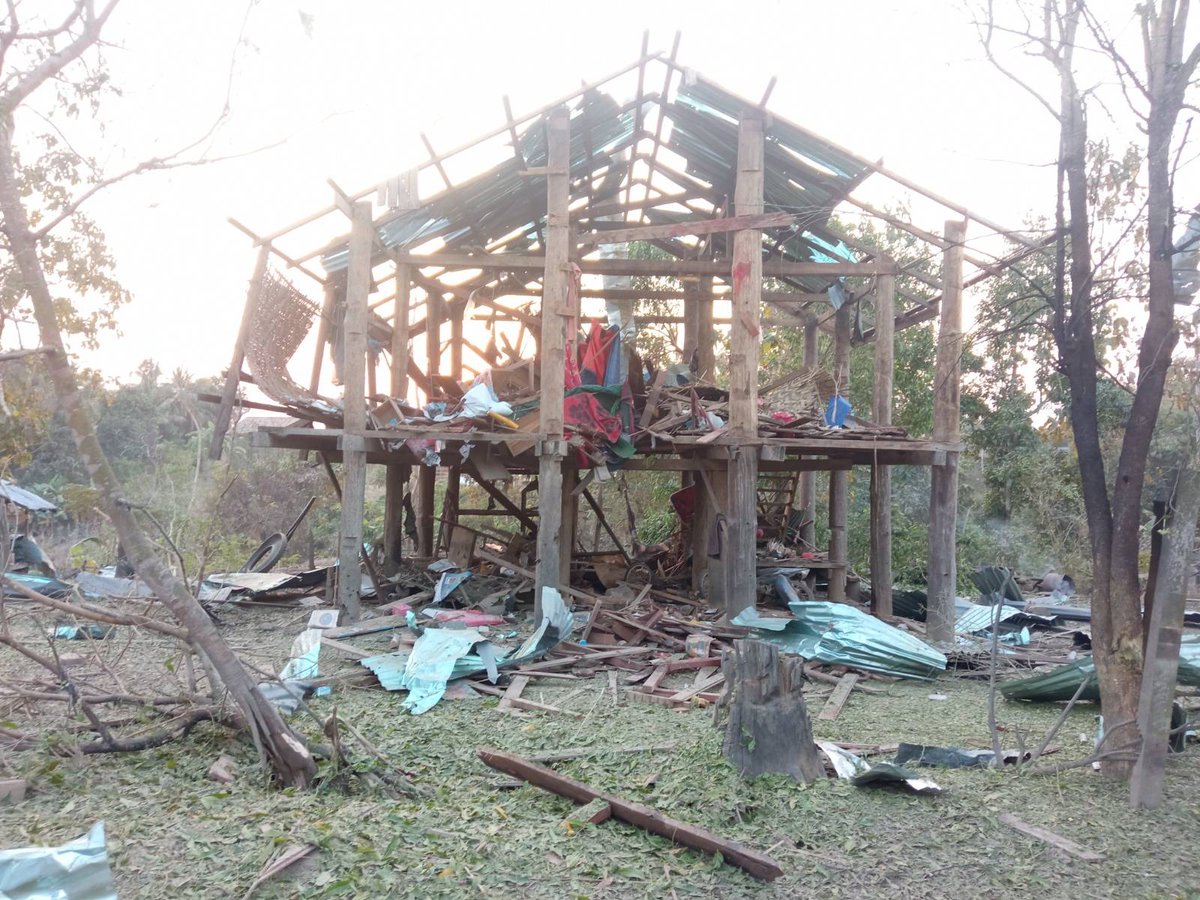 DrWinMyatAye's tweet photo. On 18.01.23, 2 villages in Katha, Sagaing were attacked by aerial bombing of #Myanmar terrorist military targeting civilians. At least 6 civilians were killed and many were injured by this attack. #Myanmar military is committing #WarCrimes against its own people. https://t.co/Nz2lBtR5o8