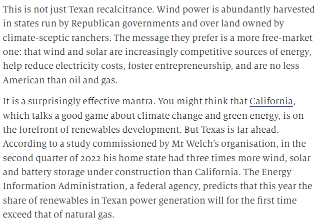JosephPolitano's tweet photo. As the costs of renewable energy plummet, we're going to enter this weird phase where states like Texas have more renewable energy than places like California because they have more growth-friendly, less-overregulated legal, construction, and planning regimes. https://t.co/Q0Pz9sDNkl