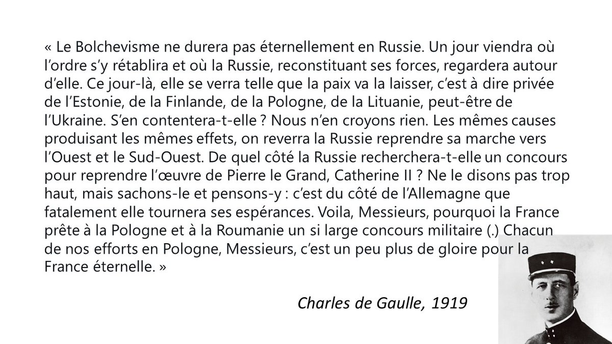 Incroyable discours prémonitoire du général de Gaulle en 1919.. Ecrit il y a siècle, il n'y a rien à enlever..