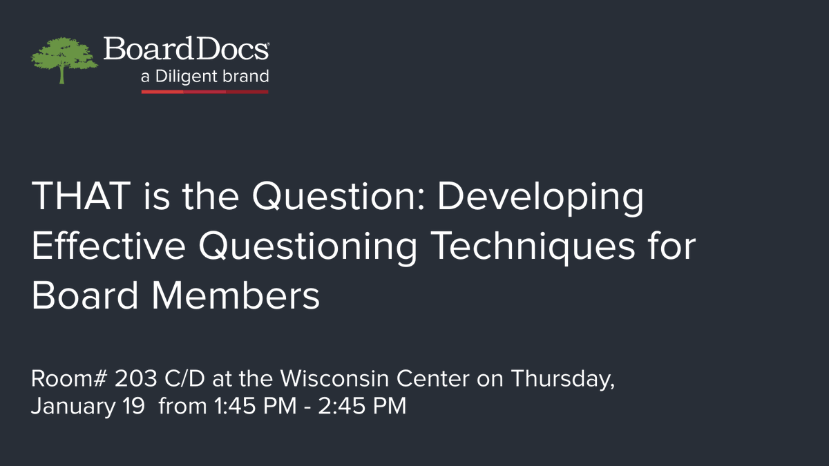 boarddocs's tweet image. Headed to the Wisconsin State Education Convention? Join us tomorrow for a dynamic discussion featuring governance expert, Diana Freeman as she explores how asking the right questions can uncover better answers to governing effectively.
Learn more at s23.a2zinc.net/clients/WASB/2…