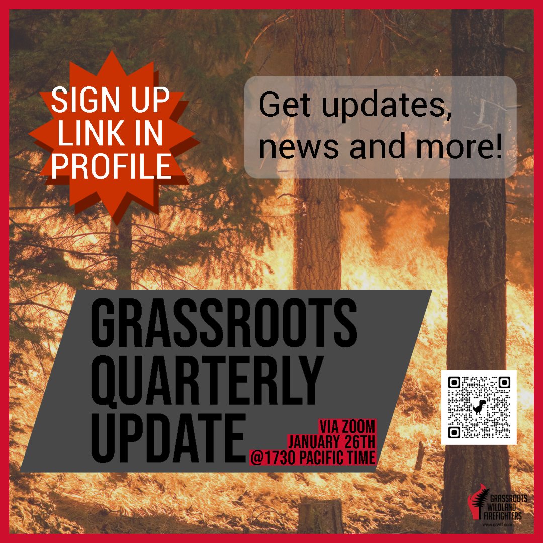 GrassrootsWFF's tweet photo. Wondering what's new? What the deal is with long-term solutions? Questions on payments?
Don't forget to register for our Quarterly Update on Jan 26th!
https://t.co/qn15Gv3OPw
#grassrootswildlandfirefighters #grwff
#nothingaboutuswithoutus #timsact #dyingbreed
#fire #firef ... https://t.co/CP7PjDavEs