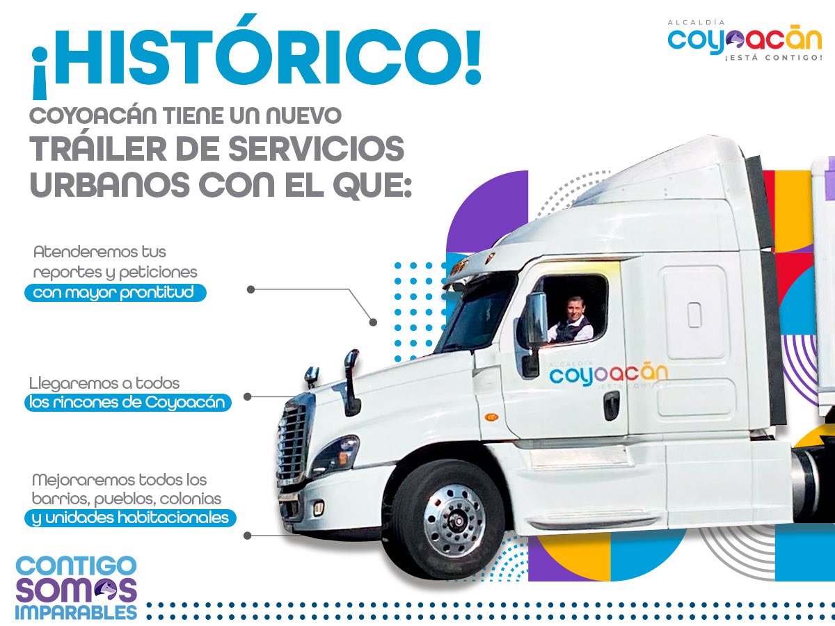 Alcaldia_Coy's tweet photo. ¡Un logro más desbloqueado!
Con nuestro nuevo tráiler de servicios urbanos, lograremos darle un nuevo rostro a Coyoacán. 🤩 ✨

#ContigoSomosImparables https://t.co/S7QU4uZ4eq