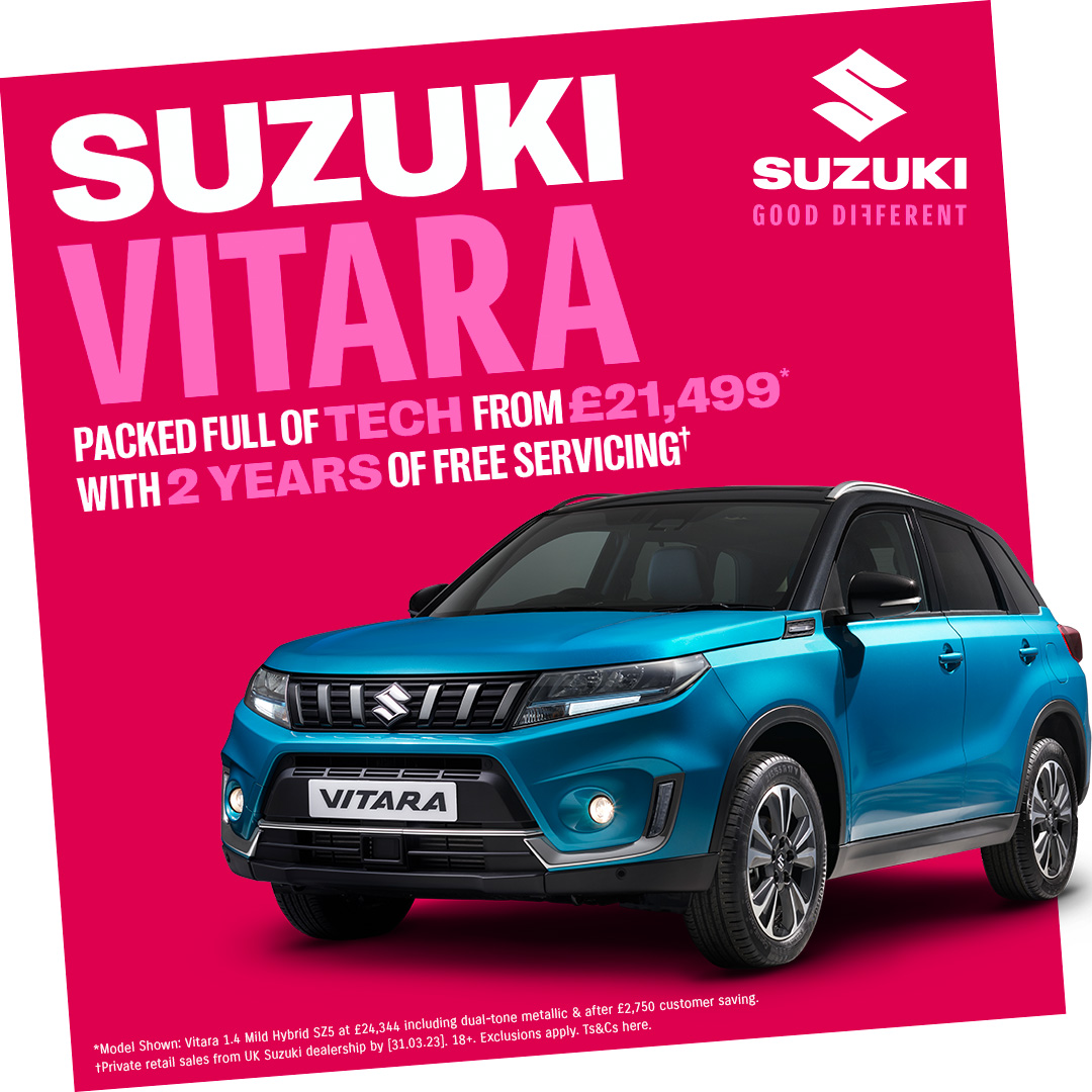𝗗𝗿𝗶𝘃𝗲 𝗮𝘄𝗮𝘆 𝗩𝗶𝘁𝗮𝗿𝗮 𝘄𝗶𝘁𝗵 £𝟮𝟳𝟱𝟬 𝗼𝗳𝗳
Now with 3️⃣ years warranty 2️⃣ free services &amp; 1️⃣ years insurance* 

See our Vitara offer here > bit.ly/3yUYpC6
*Learn more about Drayton Motors 3️⃣2️⃣1️⃣ > bit.ly/3H3ITZK