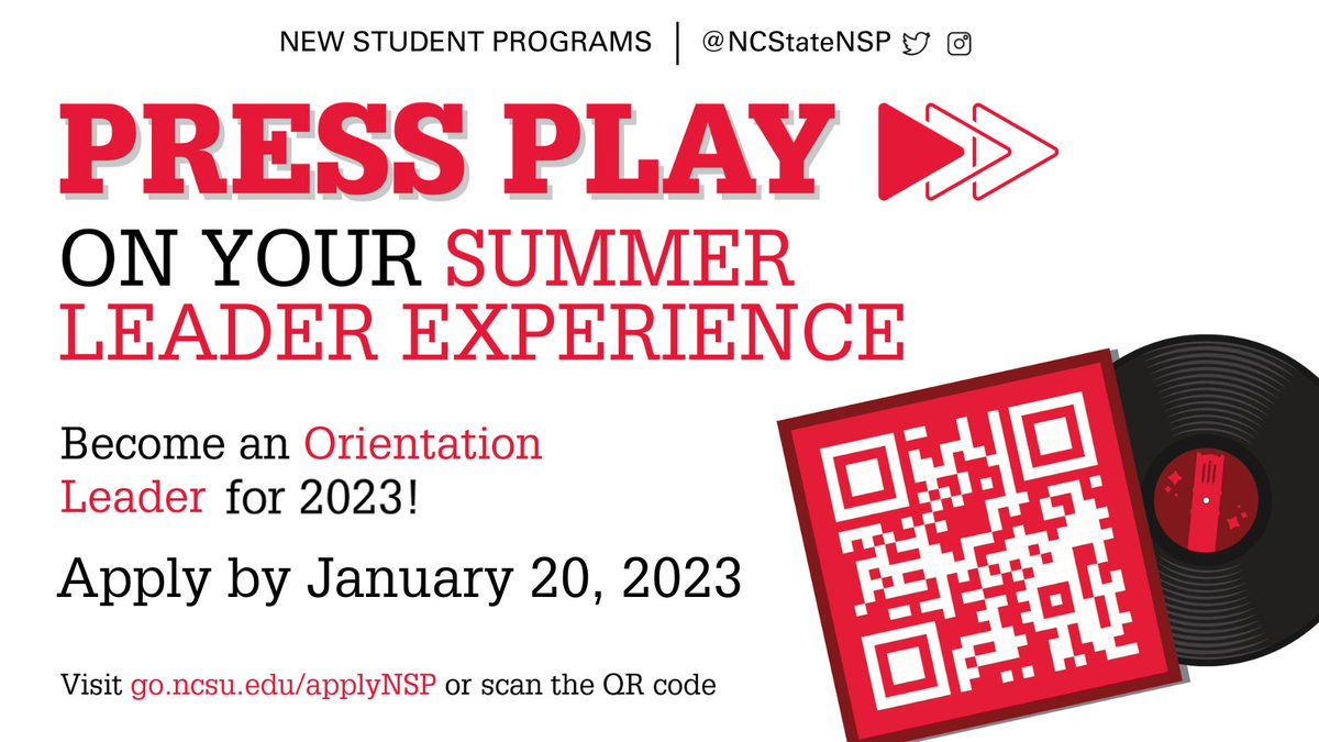 NCStateNSP's tweet photo. Interested in becoming a part of the 2023 Orientation Leader team, and assisting new students with their transition to the university throughout the summer during New Student Programs signature events? 

There's still time to apply! Visit https://t.co/iaHzAyLozV to learn more! 🐺 https://t.co/vNkHLXeu8Q