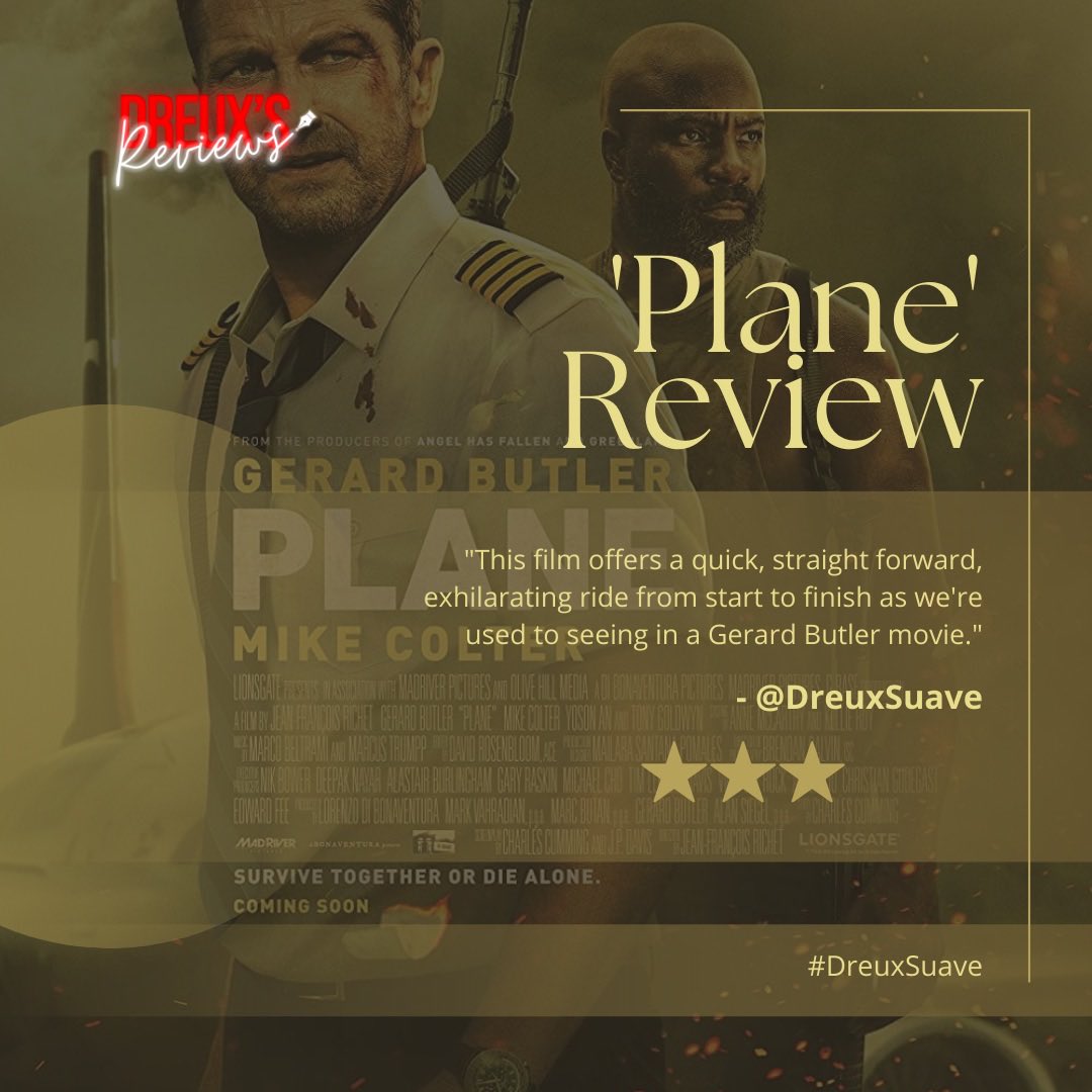 DreuxsReviews's tweet photo. ‘Plane’ was a good start to action films for the year.
#DreuxsReviews #Plane #planemovie #gerardbutler #mikecolter #daniellapineda #yosonan #movies #moviereview #movierecommendation #moviepost #FilmTwitter #film https://t.co/wdB9ndsg2E
