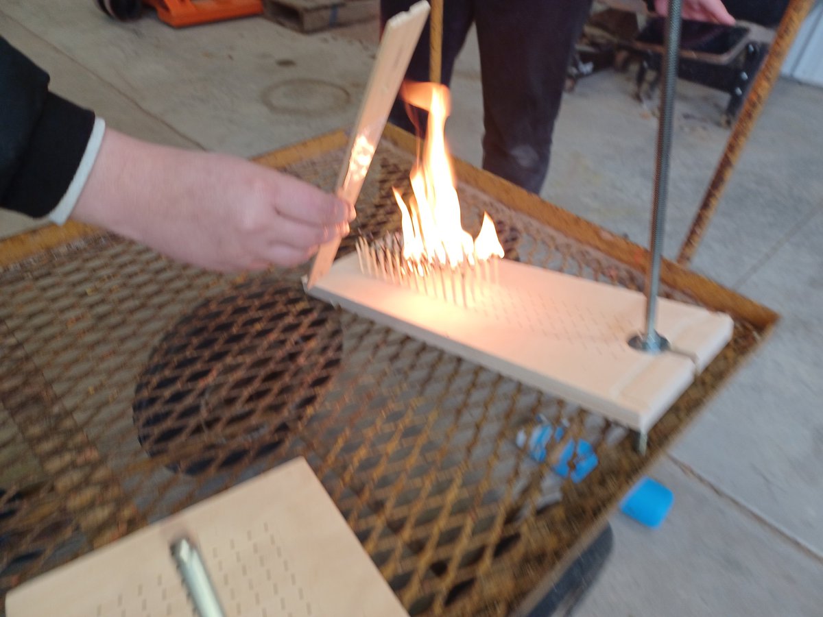 QMacrocarpa22's tweet photo. Purdue FNR Applied Fire Ecology students investigating fire behavior with matchstick forests. @purduewildlifer @PurdueFNR https://t.co/XiztCVl72O