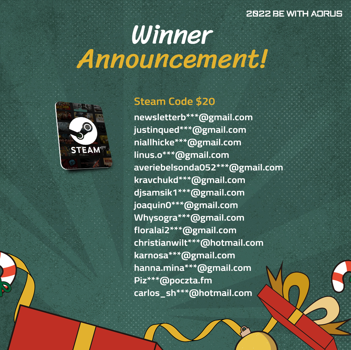 AorusOfficial's tweet photo. Be with AORUS Winner Announcement!! 🙌

Congrats to all the winners of the AORUS XMAS &amp; New Year giveaway! Please see your email for next steps! Thank you all for participating in our event! 😍

#AORUS #GIGABYTE #BeWithAORUS #AORUSXmas #CHIBI #HappyHoliday #Xmas #TeamUpFightOn https://t.co/aKoCbhFN6F