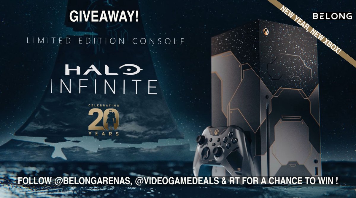 Cheap Ass Gamer (@videogamedeals) on Twitter photo Follow <a href="/BelongArenas/">Belong Gaming Arenas</a>, @VideoGameDeals & RT for a chance to win a Xbox Series X Halo Infinite Limited Edition bundle! Contest ends 1/31. USA only. Follow <a href="/BelongArenas/">Belong Gaming Arenas</a>, @VideoGameDeals & RT for a chance to win a Xbox Series X Halo Infinite Limited Edition bundle! Contest ends 1/31. USA only.