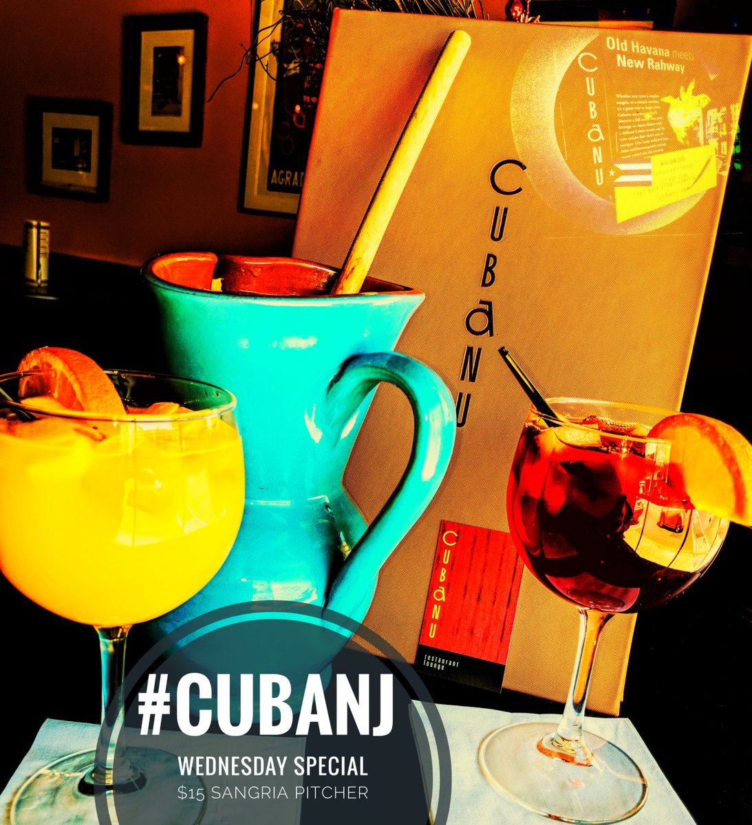 CubaNuNJ's tweet photo. WednesdaySpecial: $15 Pitcher of CubaNu Sangria CubaNu Rahway New Jersey #HappyHour #Cocktails #CubaNJ https://t.co/3jtTWPt99I